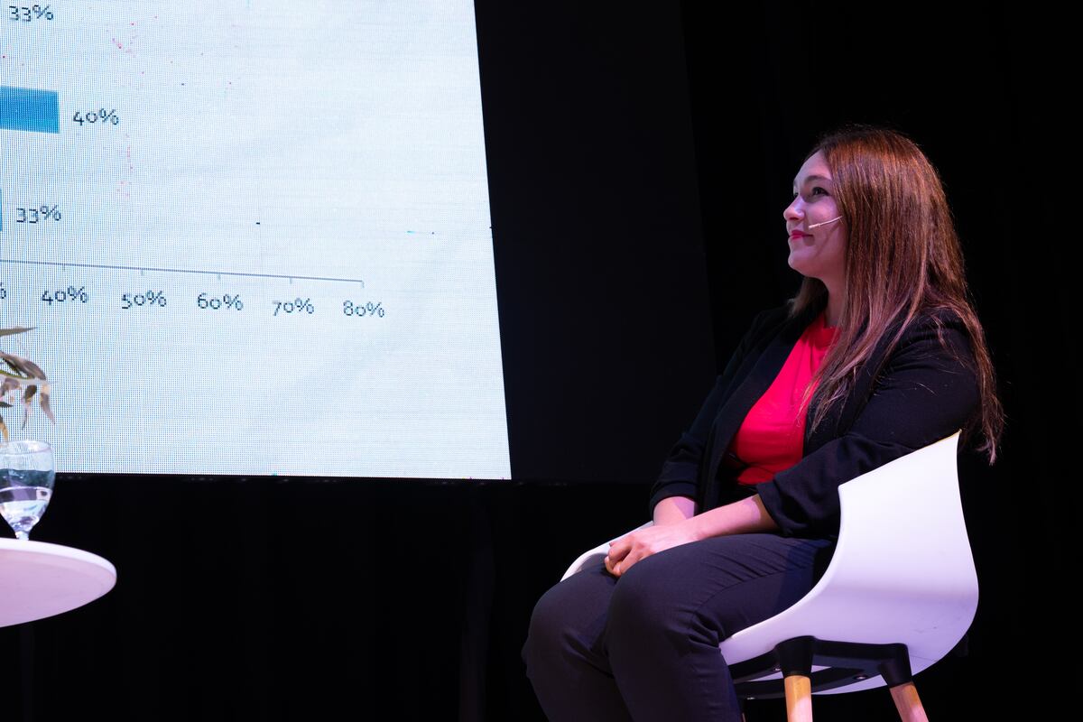 Mitad y mitad. La receta de Mercado Libre para su personal, dijo María Eugenia Rubio.