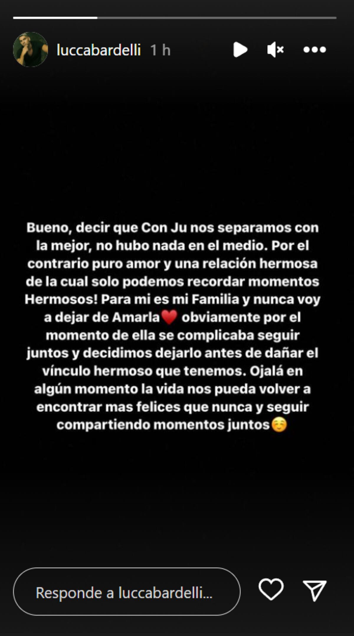 Lucca habló de la separación de Julieta. (Instagram Lucca Bardelli)
