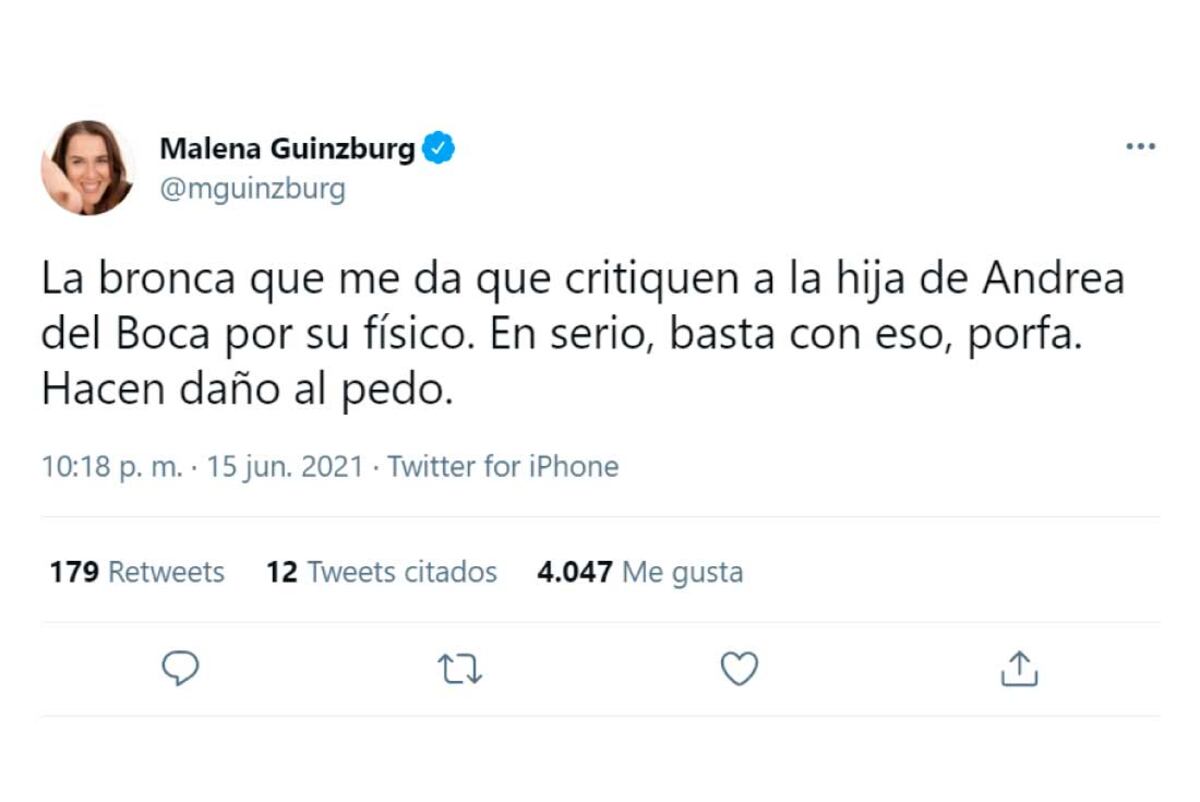 (Twitter Malena Guinzburg)