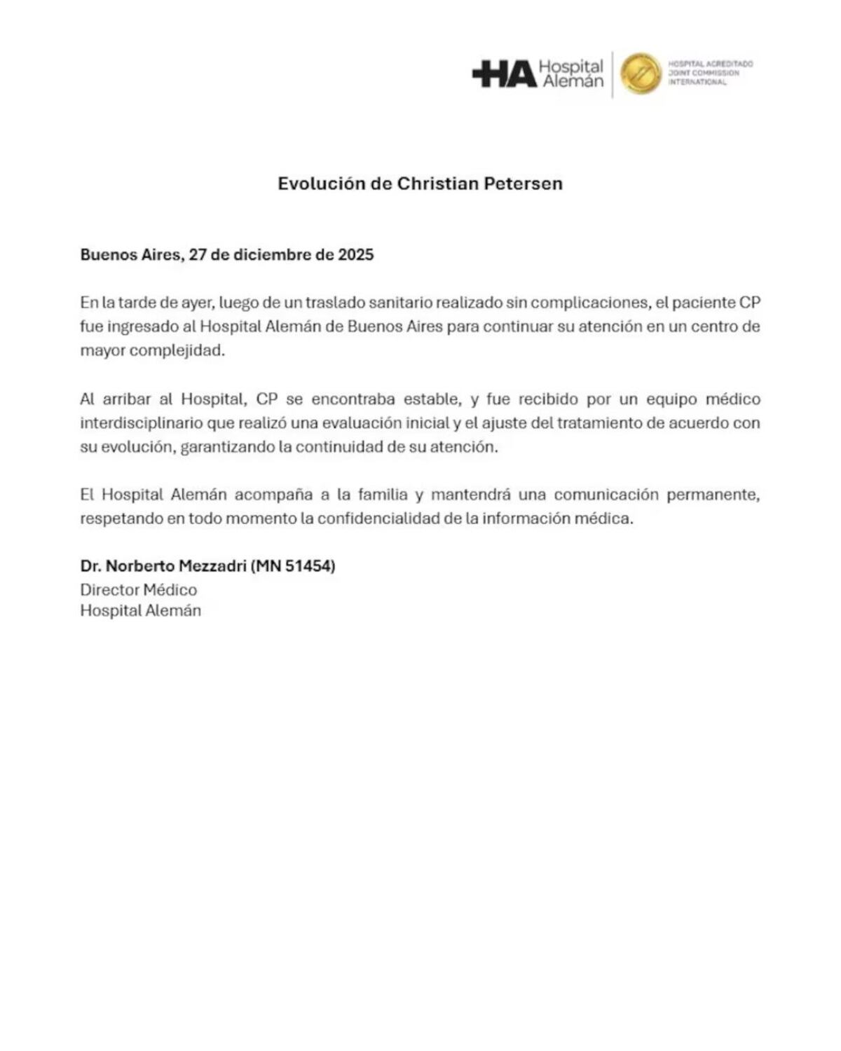 Parte médico. Foto: web.