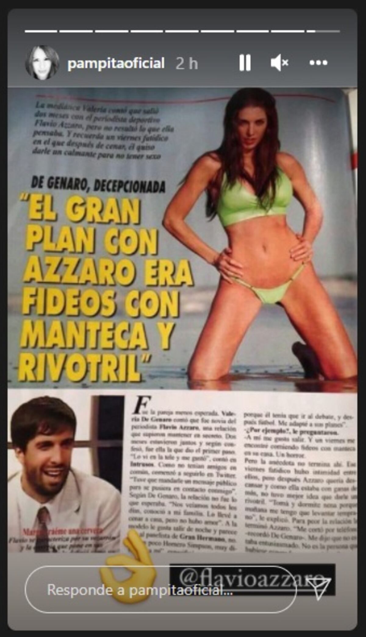 La historia que publicó Pampita recordando la entrevista de Valeria Degenaro donde habló de Azzaro.