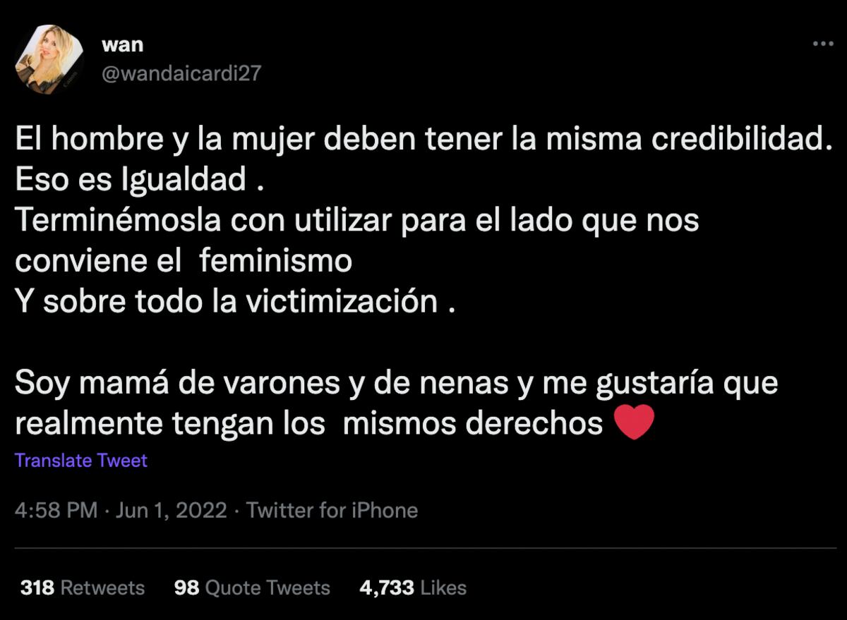 El tuit de Wanda Nara tras la victoria de Johnny Depp en su juicio por difamación contra su exesposa, Amber Heard.