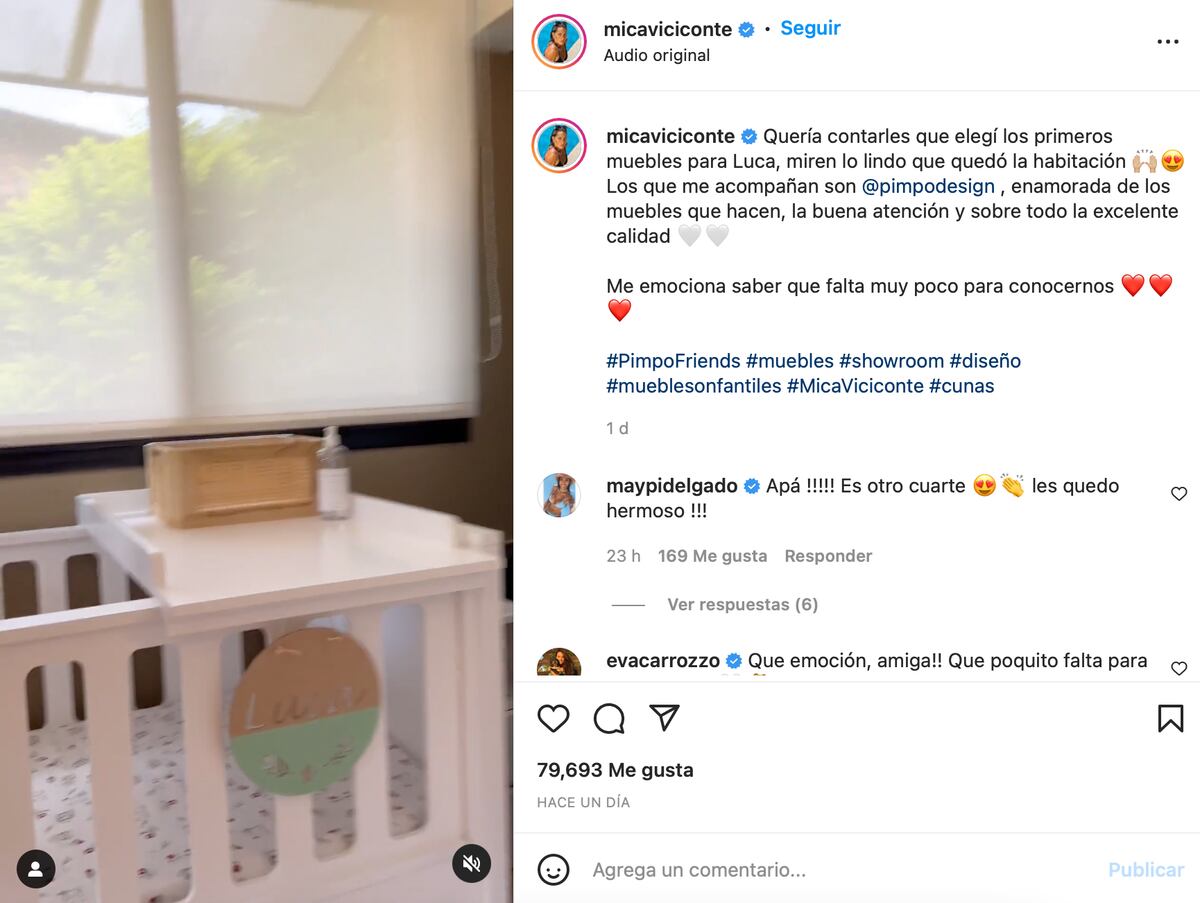 La publicación de Mica Viciconte.