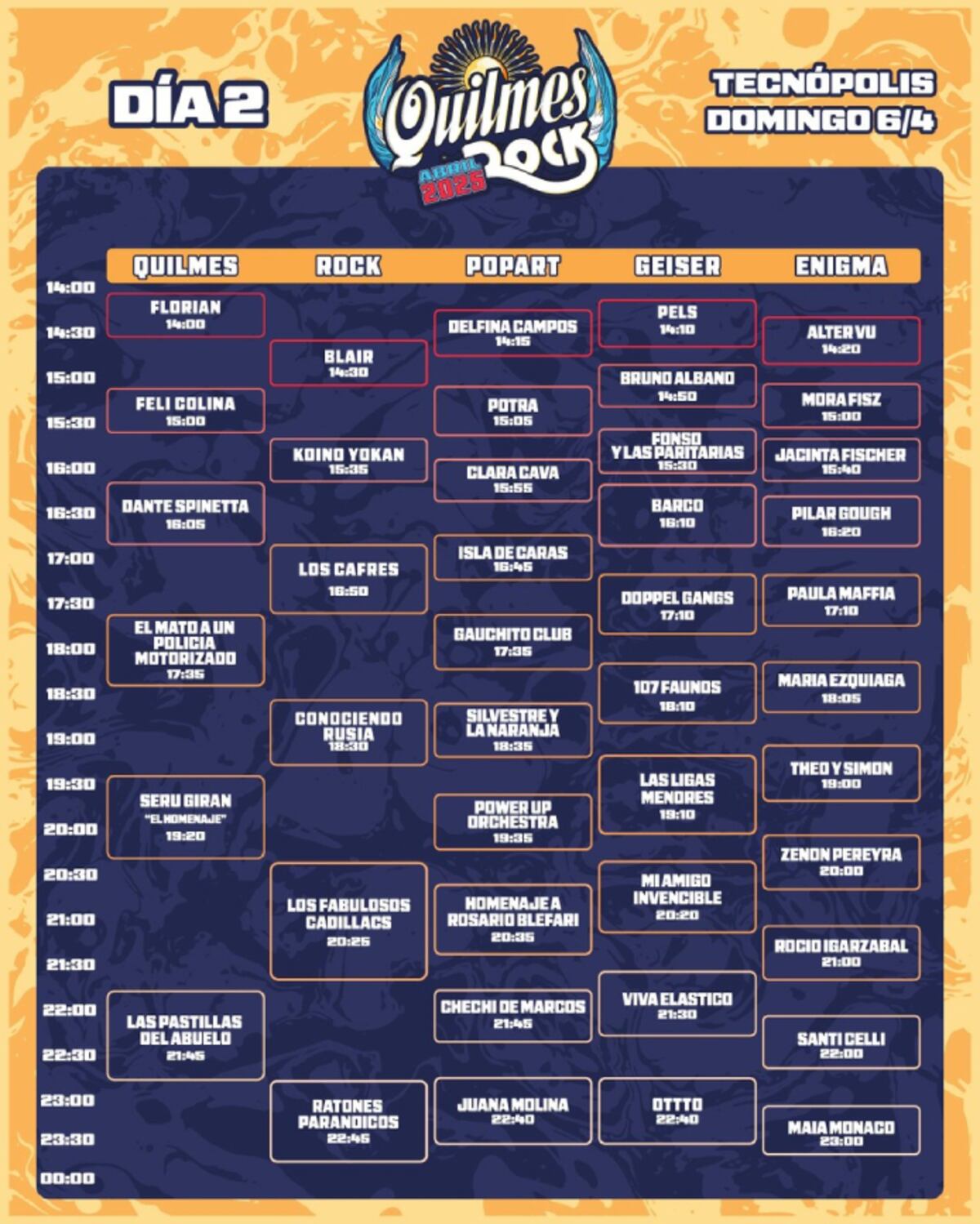 Los horarios del Quilmes Rock día 2.