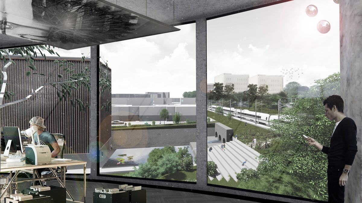 Render de cómo quedaría el proyecto de densificación de tierras ferroviarias en San Vicente (La Voz).