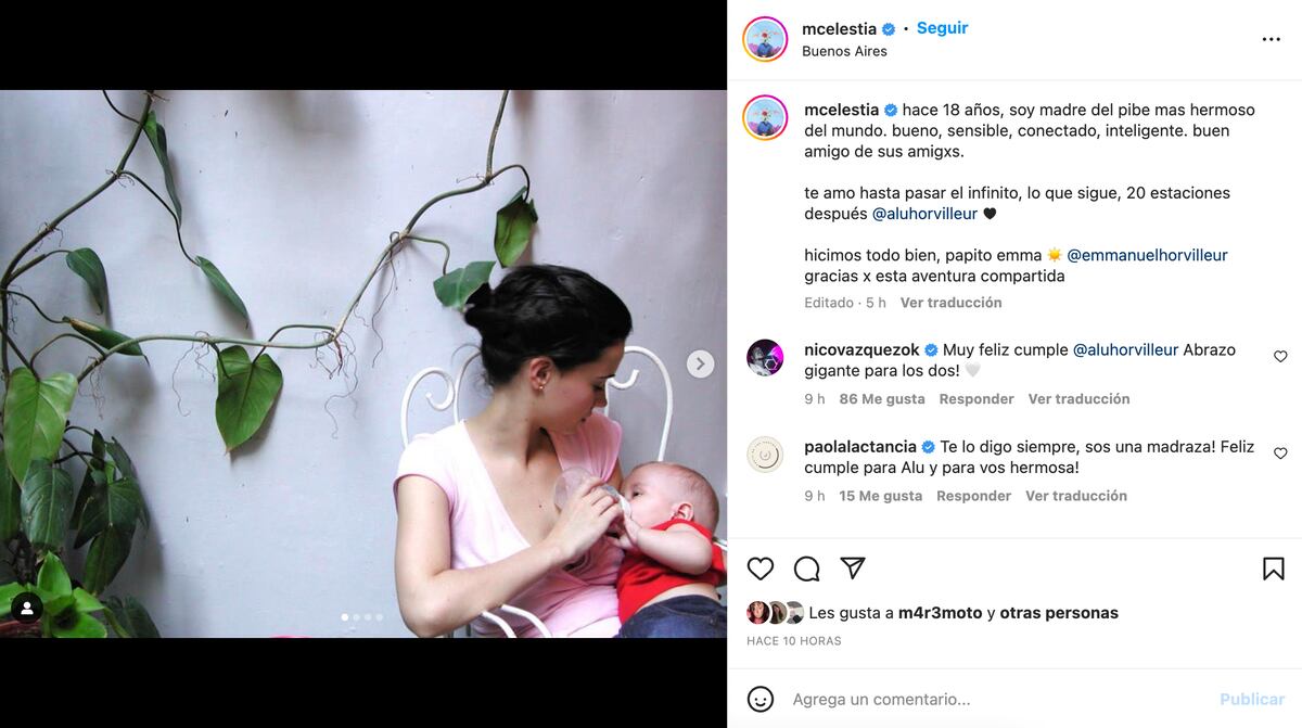 La publicación de Celeste Cid por el cumpleaños de su hijo André.