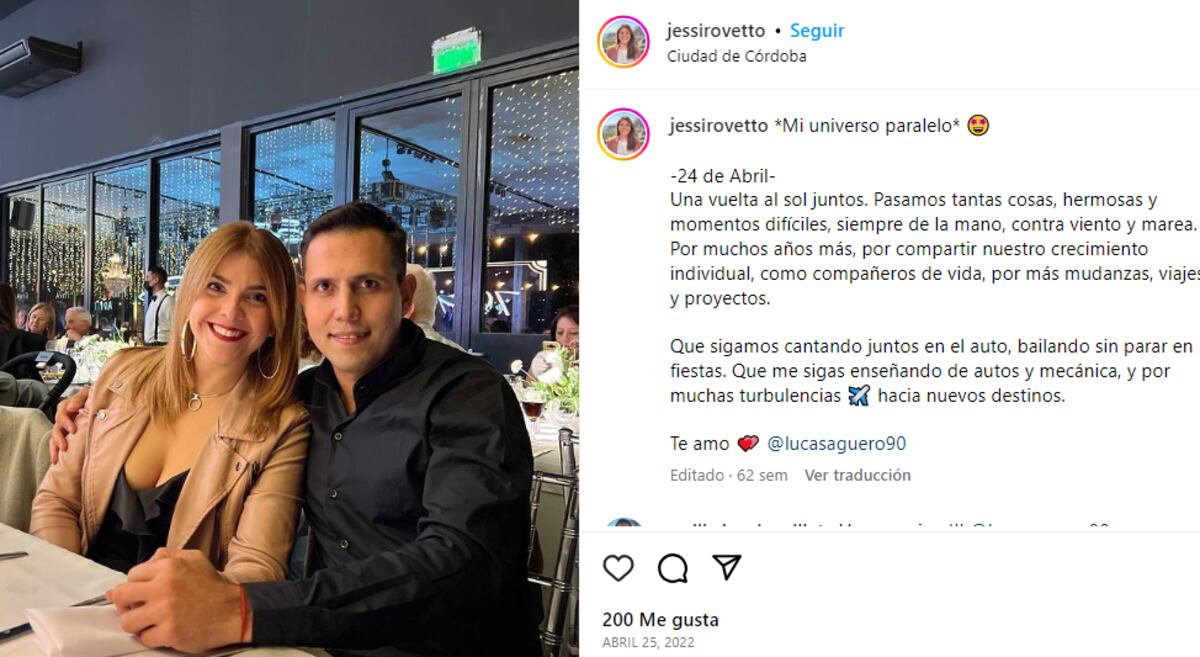 La abogada, Rovetto Yapur, y su pareja, el imputado en una causa narco, Agüero. (Instagram Rovetto Yapur)