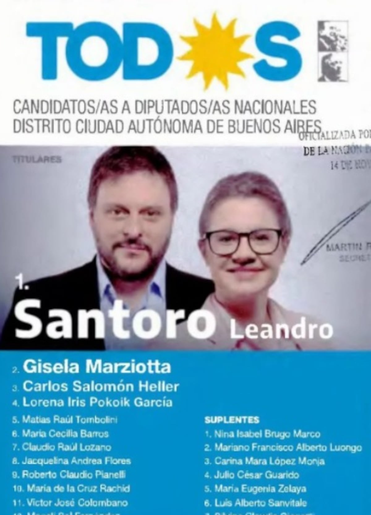 Boleta del Frente de Todos.