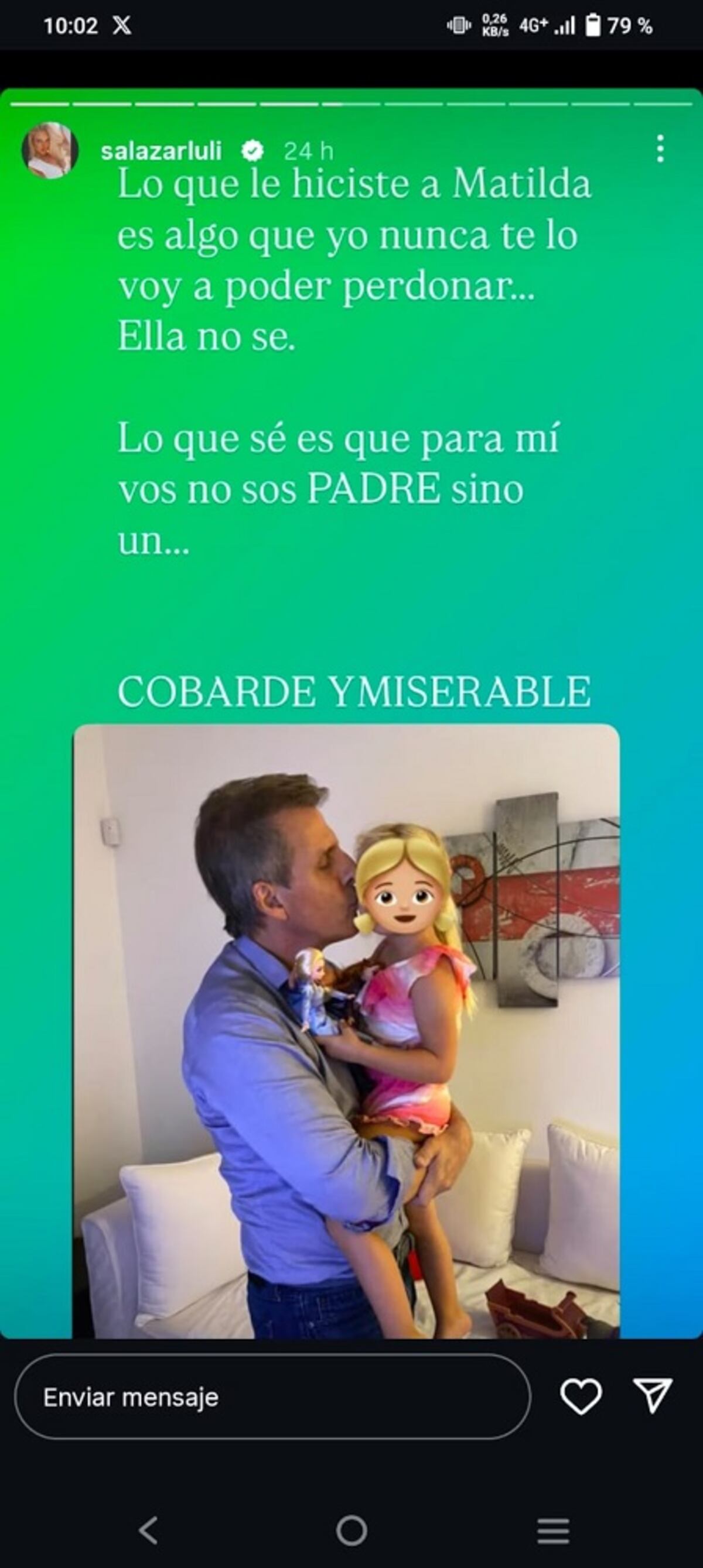 Como parte de su descargo en Instagram, Luciana Salazar publicó una foto de Martín Redrado con Matilda.