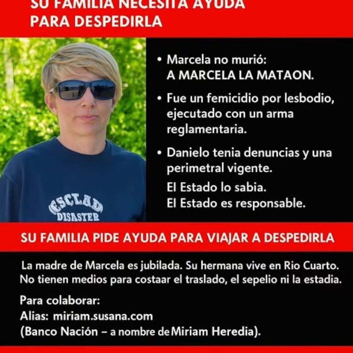 El pedido de la familia de Marcela Heredia, víctima de un femicidio en Moreno, Buenos Aires.
