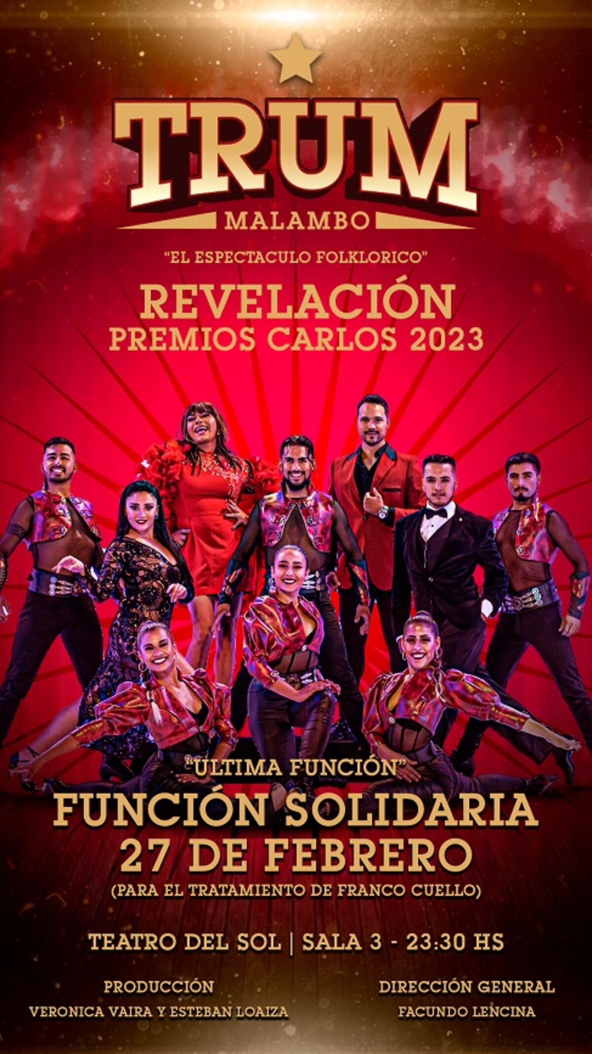 "Trum, el espectáculo folklórico" se despide de Carlos Paz con función solidaria. (Prensa Trum).