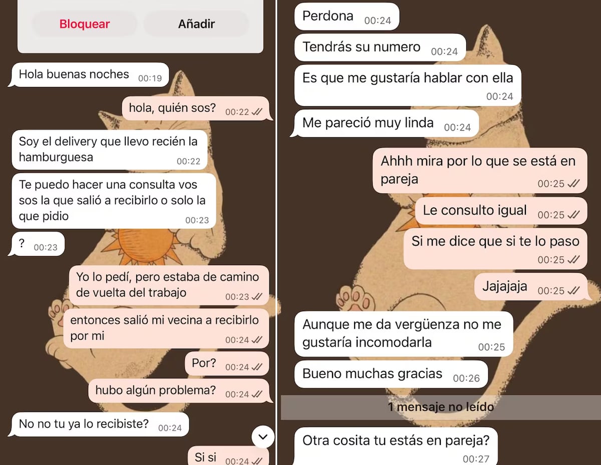 El chat con el delivery.