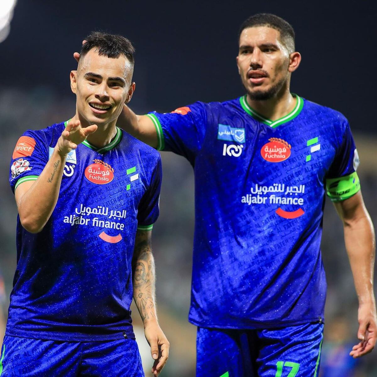 El Chino Zelarayán y un festejo de gol para su club en Arabia Saudita. (Prensa Fateh Club).