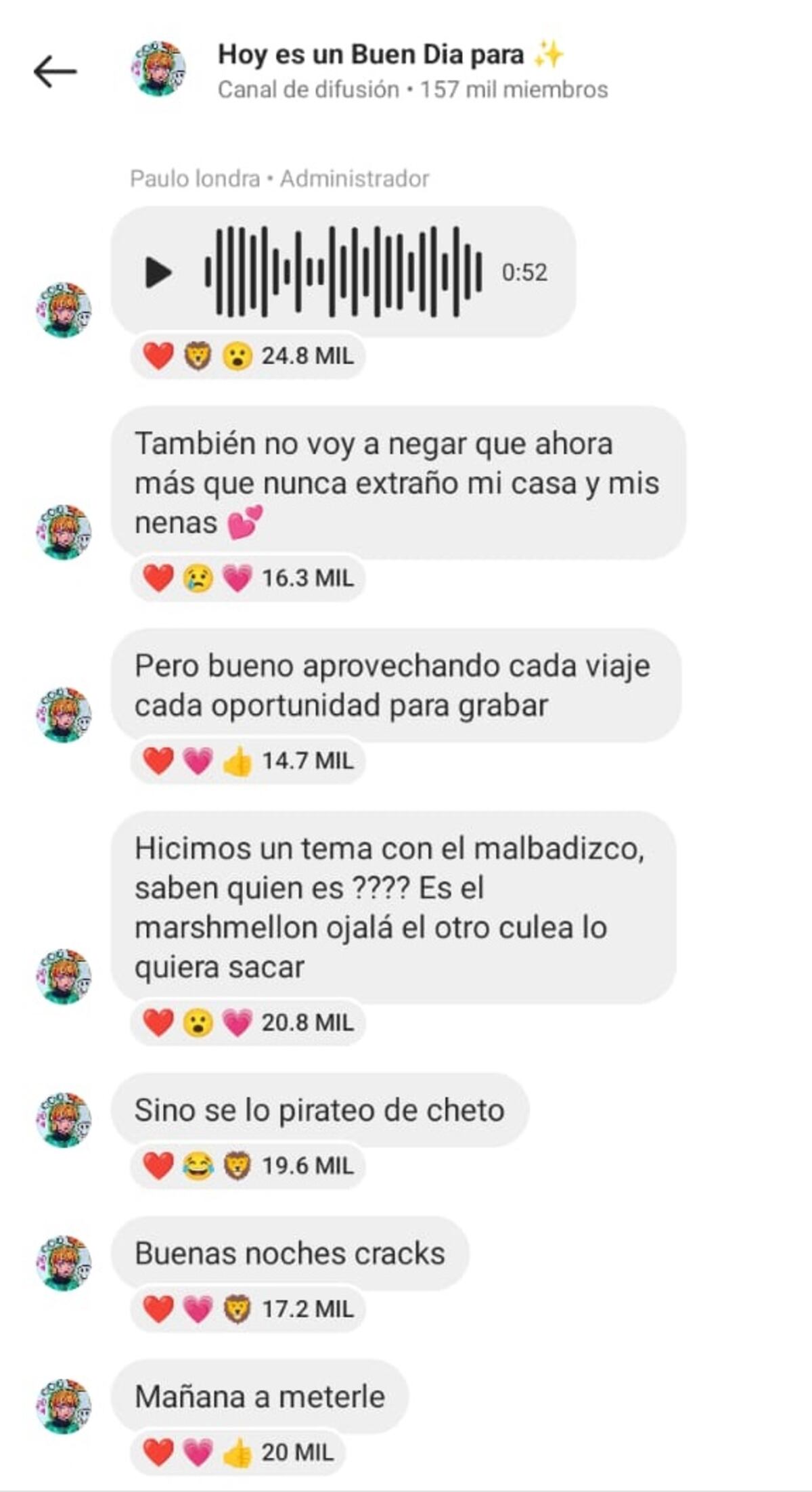 Paulo Londra dio detalles de la nueva música que está haciendo a través de un canal de difusión en Instagram.