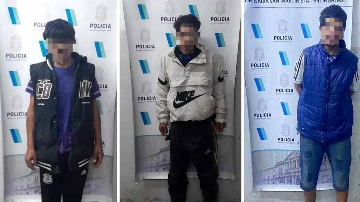 Los tres detenidos tras el tiroteo con la Policía bonaerense. (Infobae)