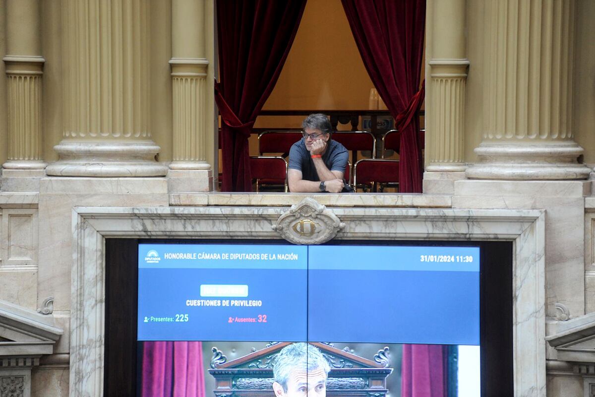Ley ómnibus. Expulsan del recinto a un hombre que insultó a la diputada Myriam Bregman. (Federico López Claro)