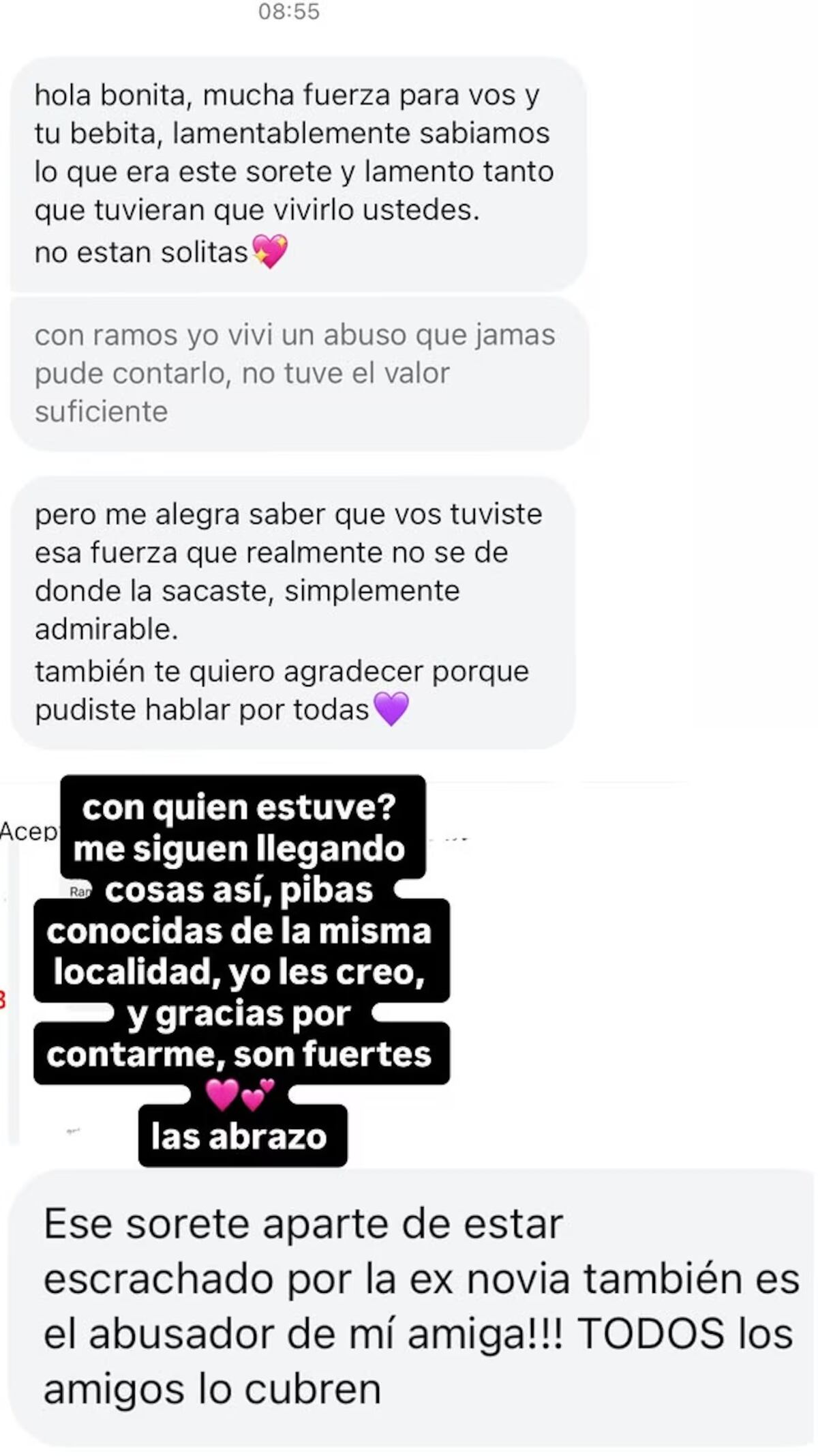 Otros testimonios compartidos por la víctima.