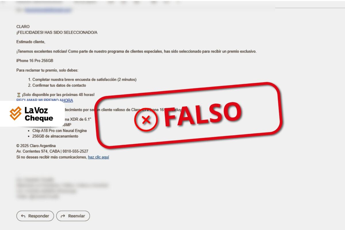 La Voz Chequea. Las estafas por phishing se basan en la apariencia: a golpe de vista, todo parece real, la clave está en los detalles.