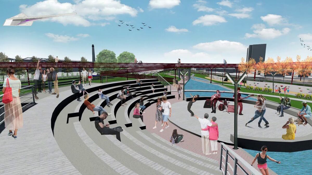 Renders de la tesis que propone crear un parque urbano en un predio ferroviario ubicado entre Alta Córdoba y San Martín (La Voz).