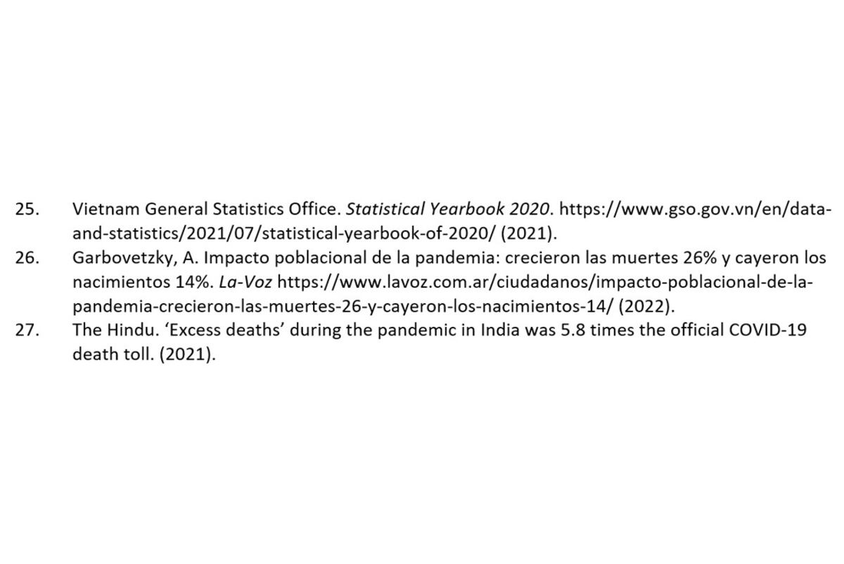 Informe de la OMS sobre exceso de muertes por Covid en Abril 2022
