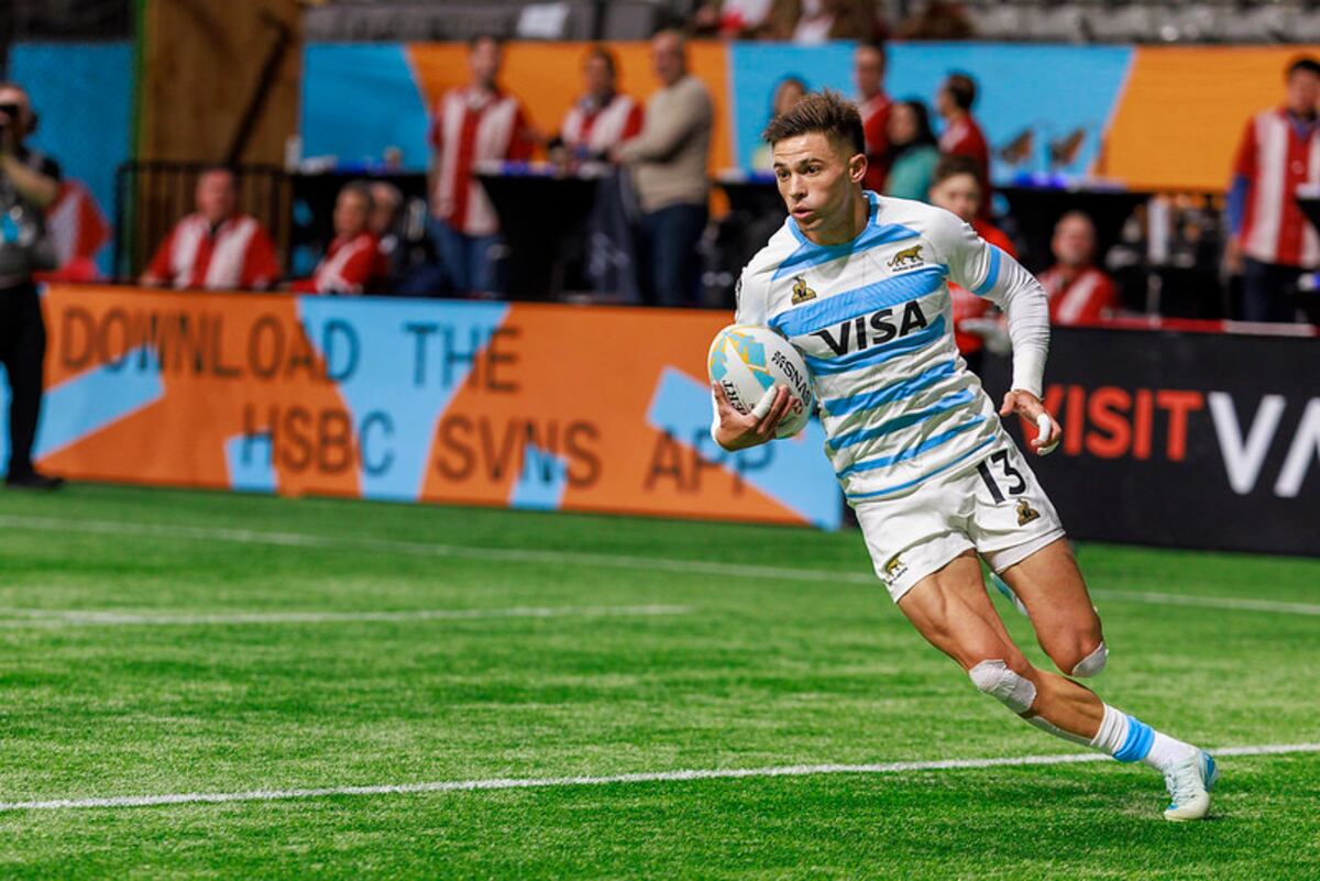 Marcos Moneta, figura en la victoria de Los Pumas 7s sobre Kenia, en el inicio del Grupo A de la etapa en Vancouver. (Prensa UAR)