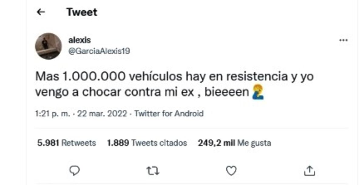 Chocó contra su ex, lo contó en redes y la respuesta de ella se volvió viral