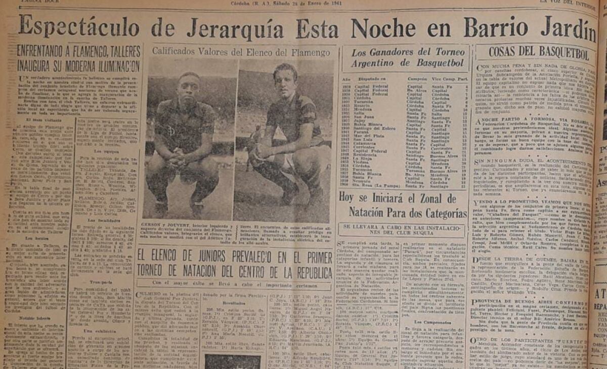 El diario La Voz ya anticipaba el importante partido que iba a jugarse en barrio Jardín.