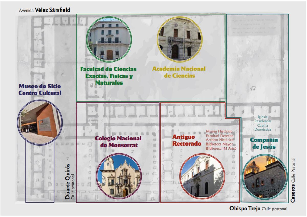 Mapa actual de la Manzana Jesuítica.