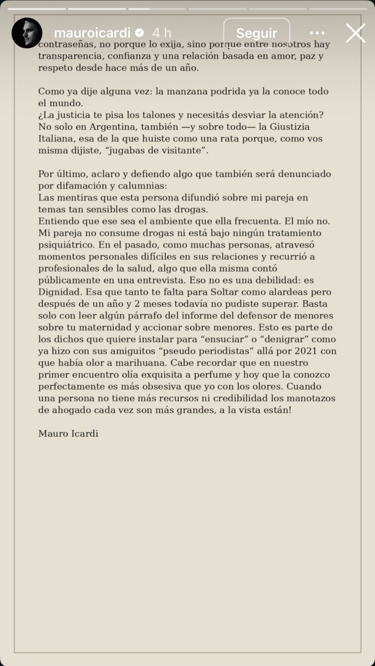 El descargo de Mauro Icardi
