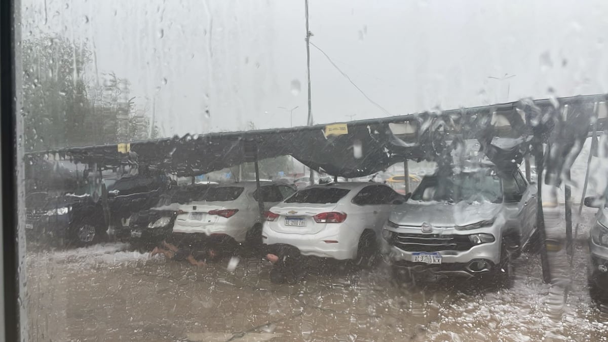 Numerosos automóviles resultaron dañados en el Aeropuerto de Córdoba debido al granizo.  (La Voz)