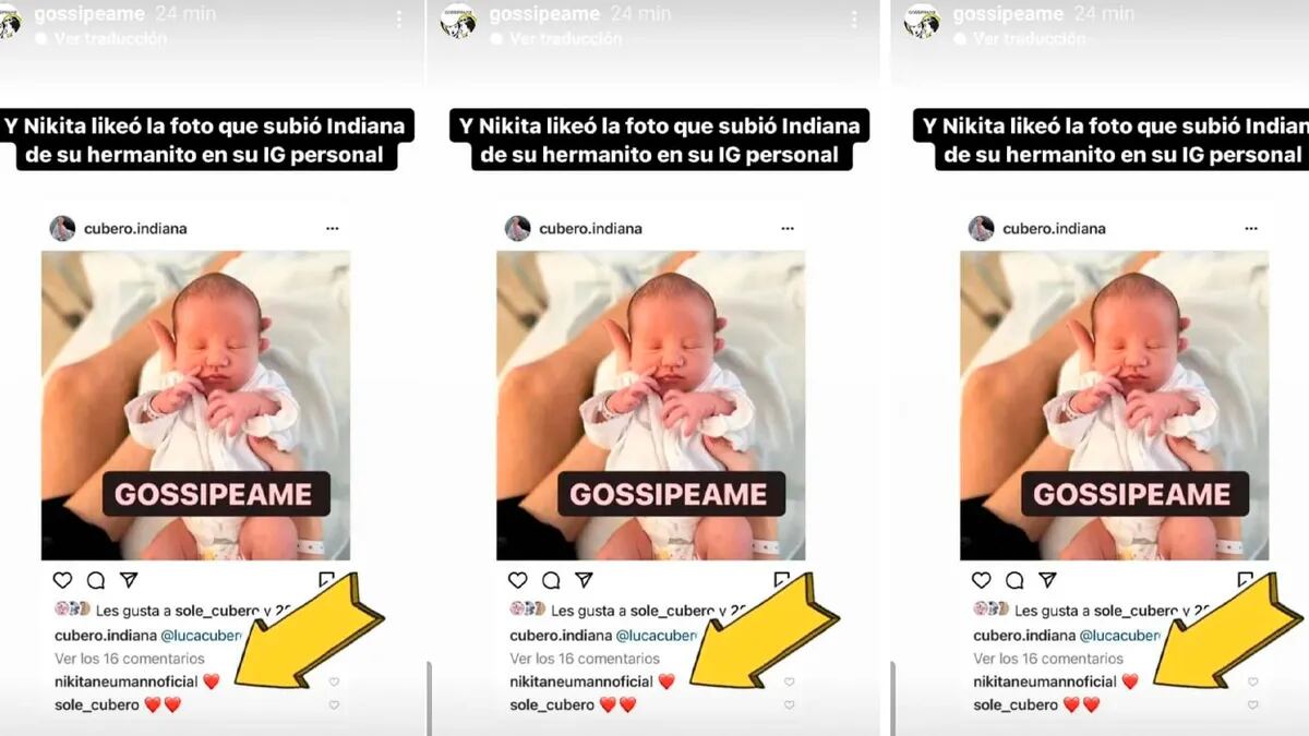 El comentario de Nicole Neumann en el posteo de Indiana sobre Luca.