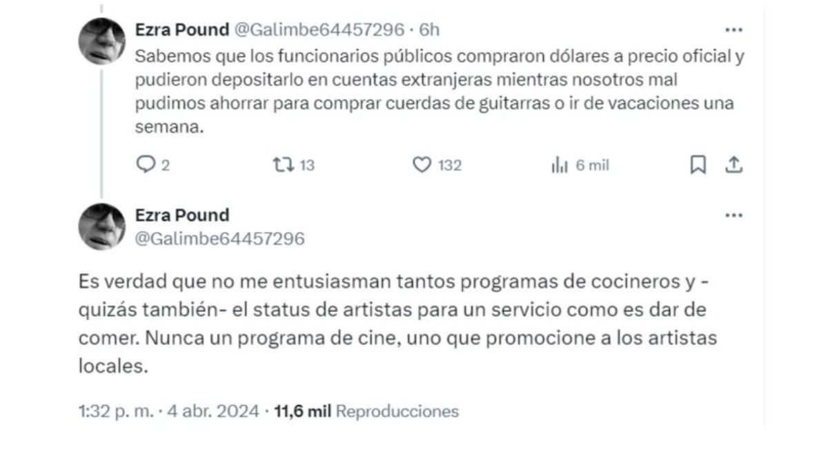 Los tuits de Andrés Calamaro en contra de "Cocineros Argentinos". (Fuente: captura de pantalla)