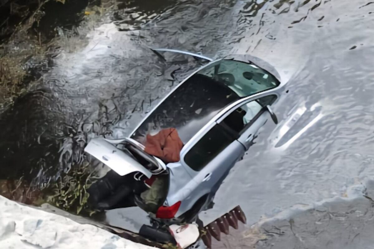 Siniestro vial en ruta 40: un auto perdió el control y cayó a un río. (Gentileza)