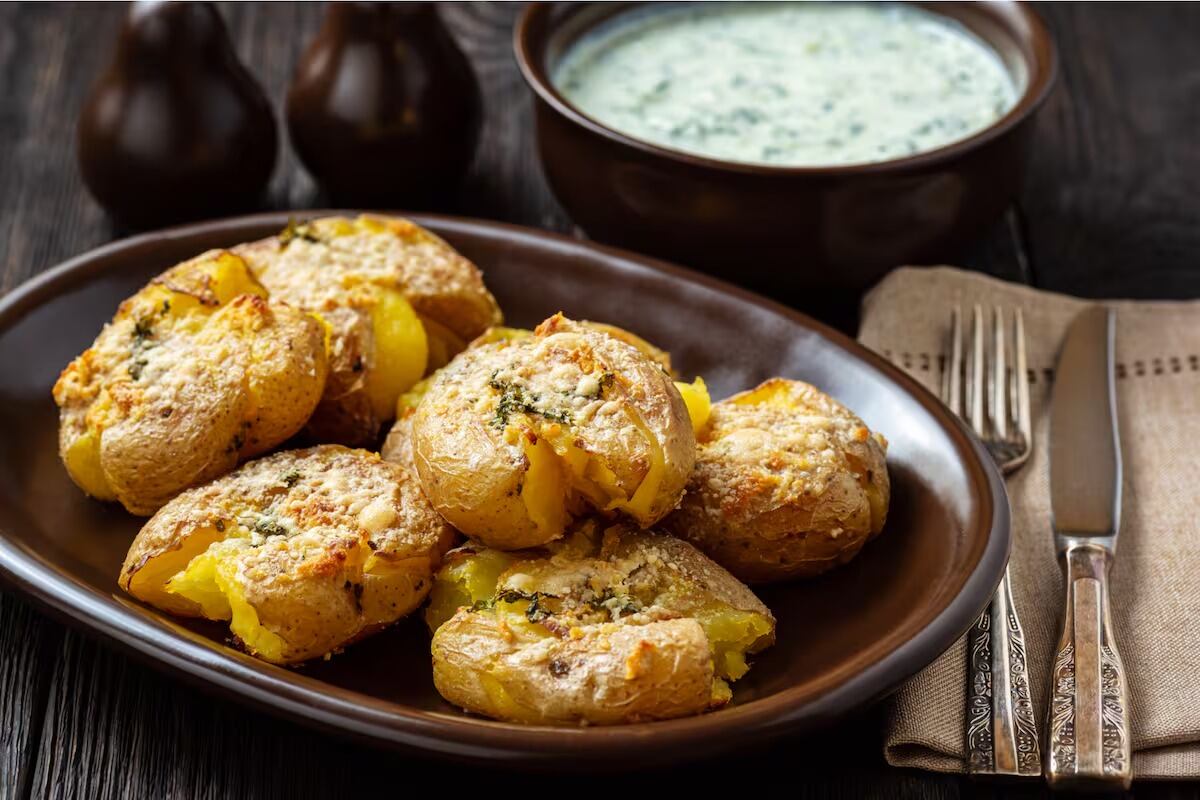 Papas al horno: el truco de la receta “aplastada” para lograr crocancia por fuera y cremosidad por dentro