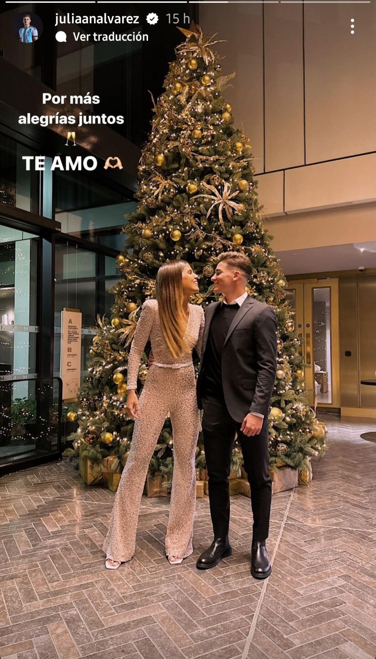 Julián Álvarez y Emilia Ferrero, juntos en Año Nuevo (Captura de pantalla)
