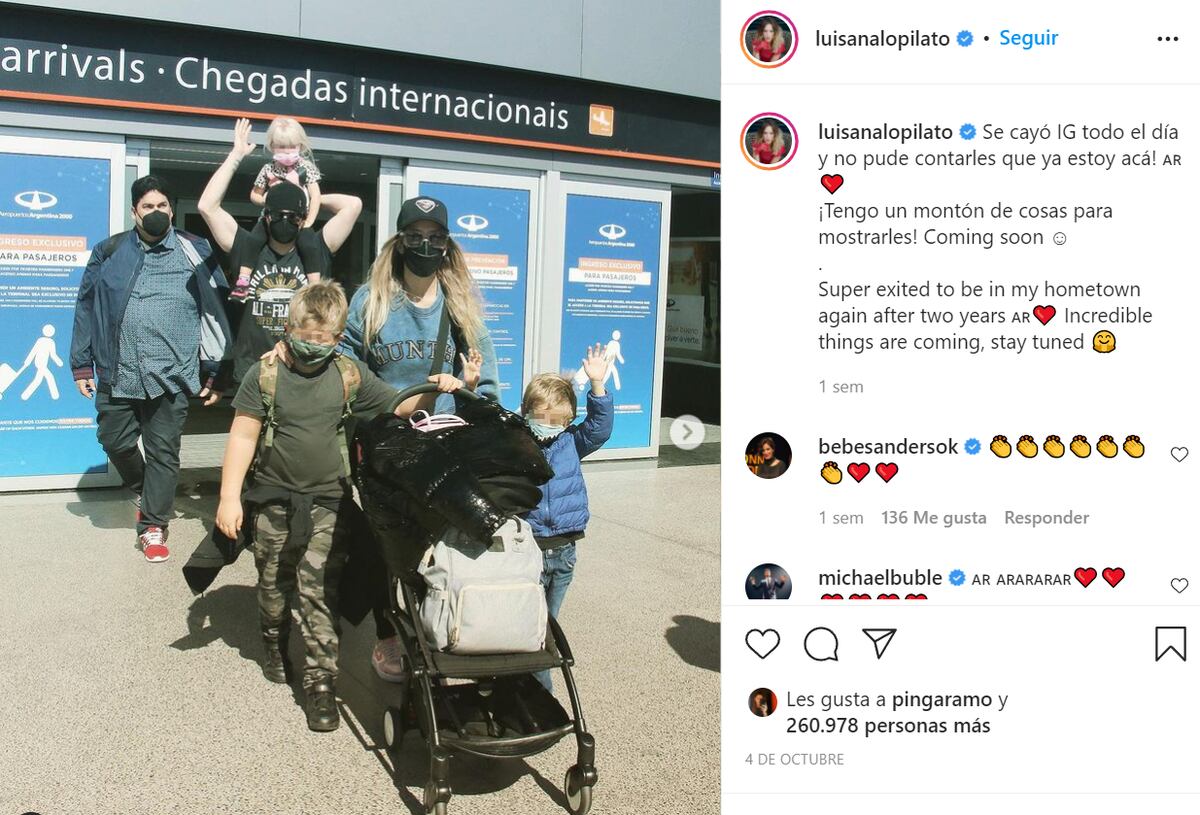 (Instagram Luisana Lopilato)