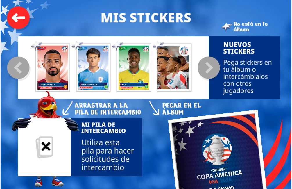 Así es el álbum de figuritas virtual de la Copa América 2024. (Captura).