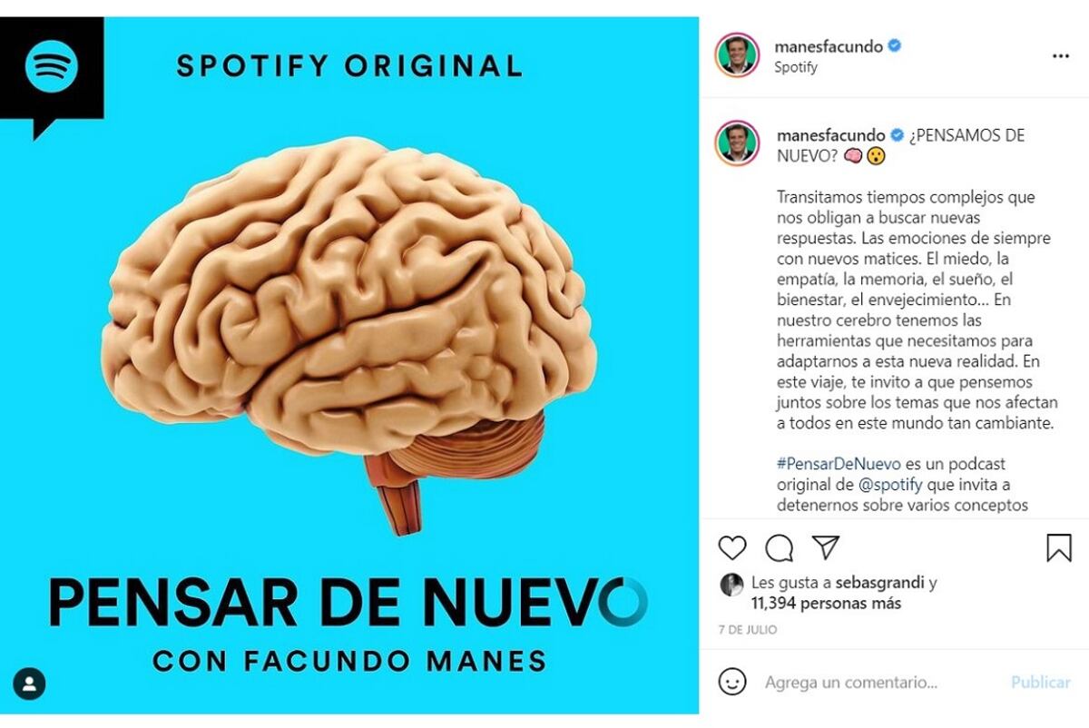 El posteo de Manes anunciando el estreno de "Pensar de nuevo". (Instagram).