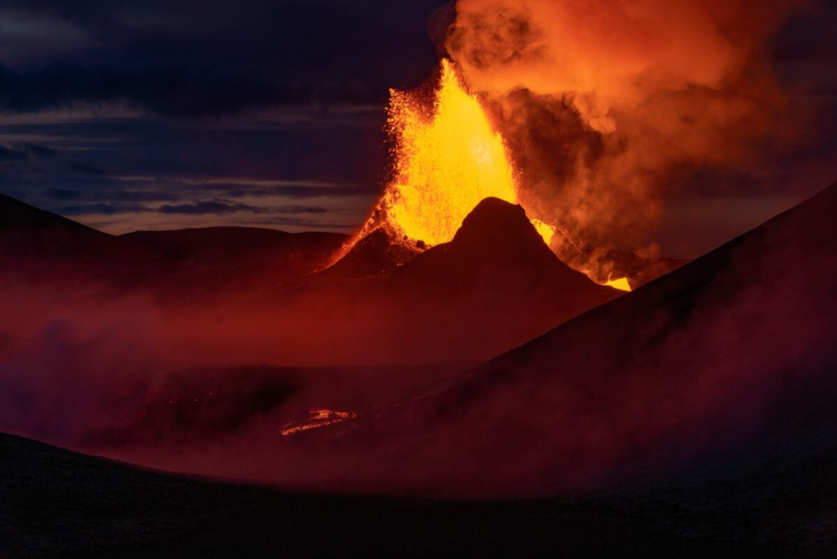 Erupción del volcán Fagradalsfjall, en Islandia. (AP)
