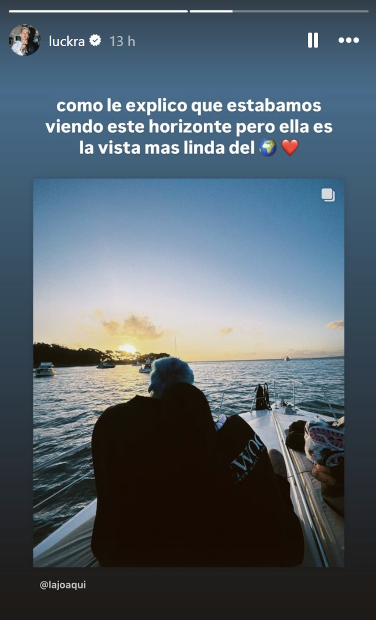 La respuesta de Luck Ra por el romántico posteo de su novia La Joaqui (Captura de pantalla)