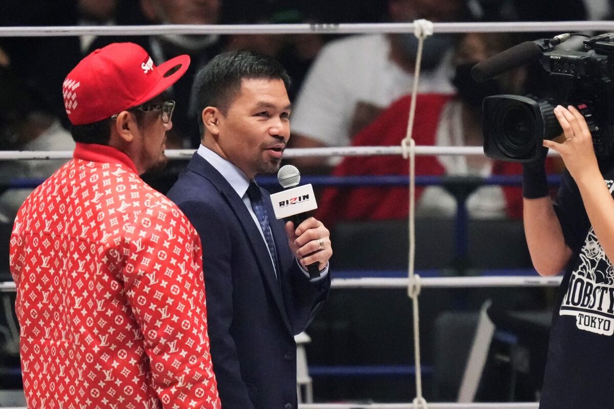 Manny Pacquiao, una de las estrellas que estuvo en la exhibición de Mayweather en Japón. (AP)