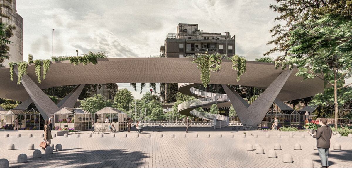 La mención B Propone la incorporación de un sistema de movilidad activa a escala, integrando la red de corredores troncales con espacios públicos y el corredor verde del río Suquía, incluso con una infraestructura elevada para ciclovías.