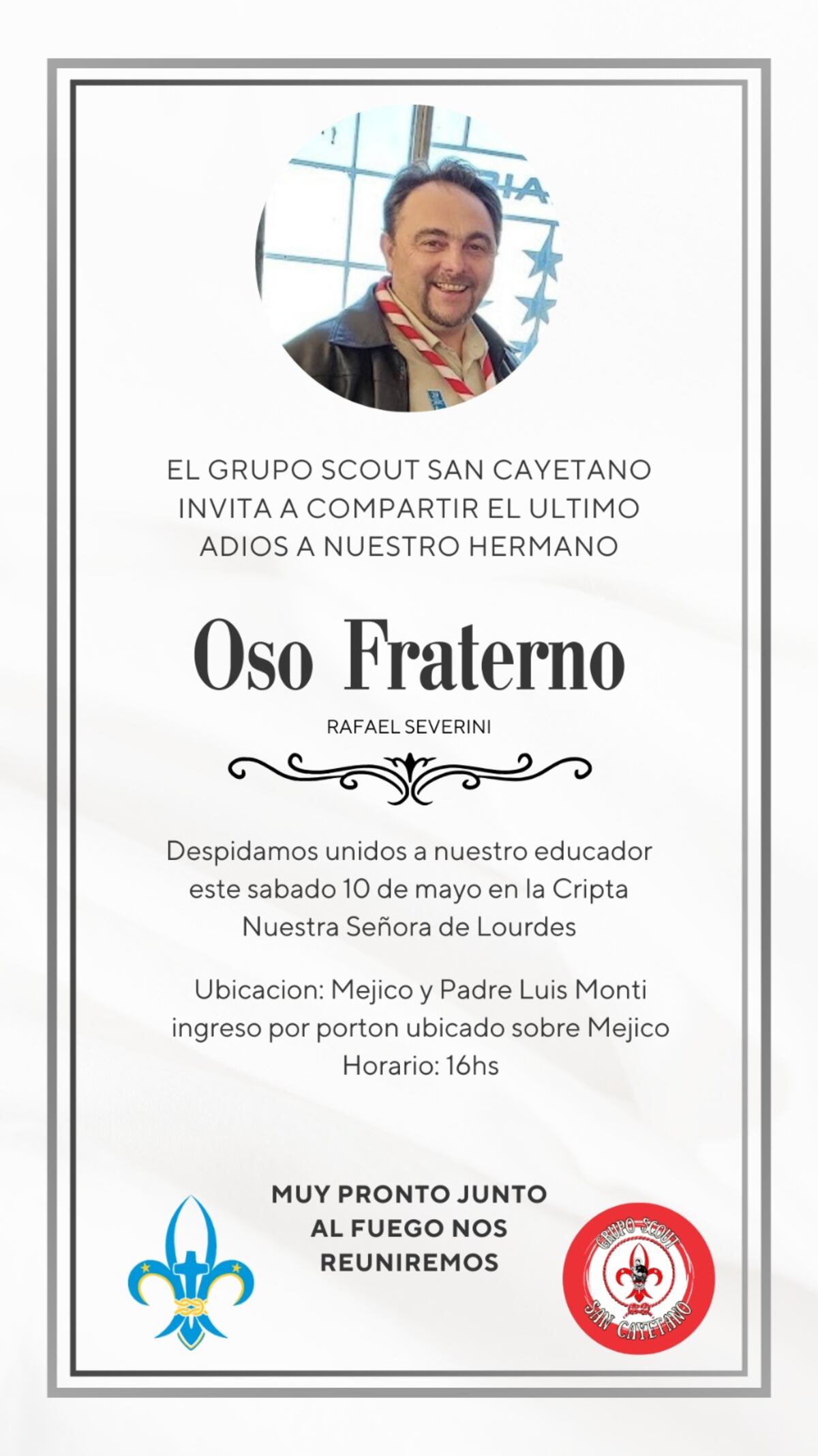 La comunidad despide a Severini. (Redes sociales).