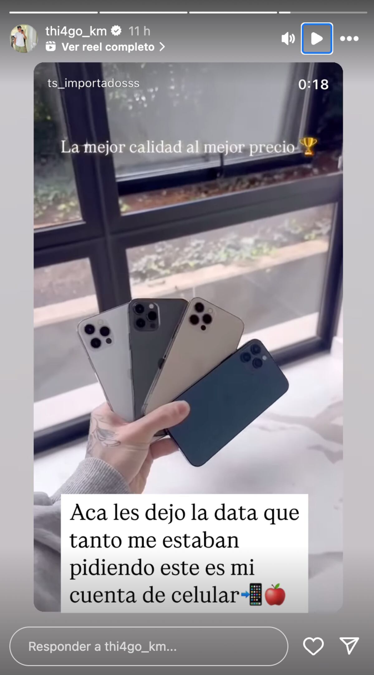 Thiago Medina vende celulares. Foto: captura pantalla Instagram.