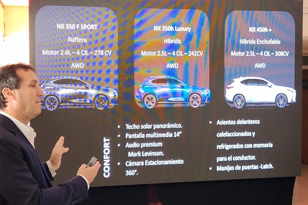 Lucas Romanato, gerente de Lexus Argentina, exhibiendo la gama de SUVs de la marca.