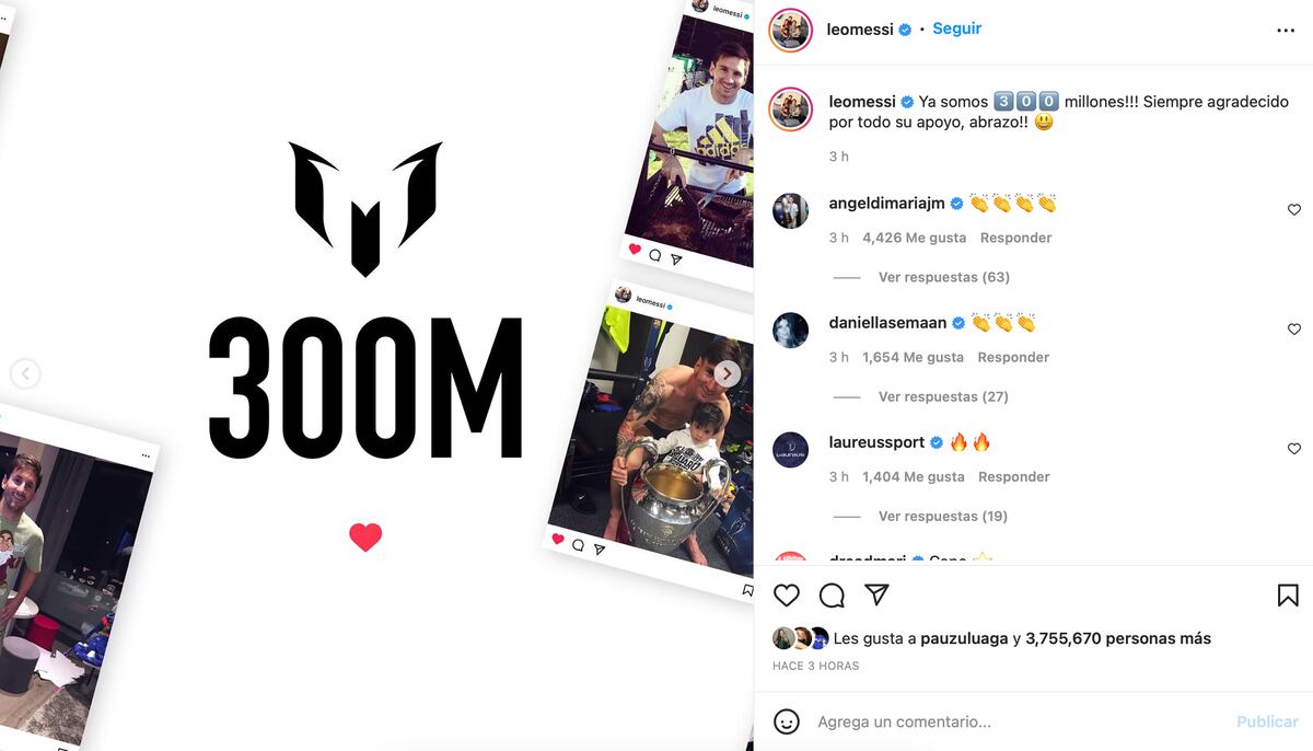 Messi celebró los 300 millones de seguidores