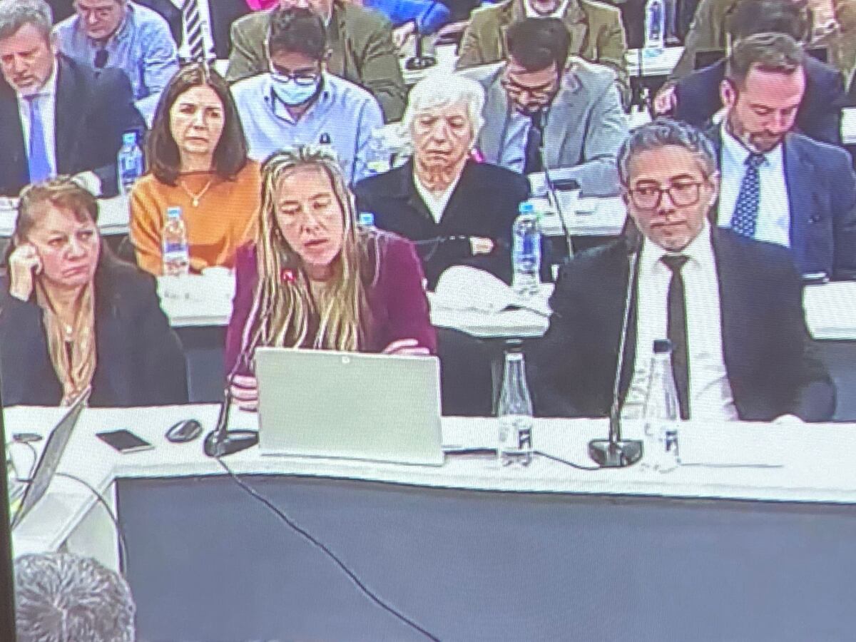 Pablo Pigini (derecha) y Macarena Martín Ubiergo, defensores de la exjefa de Enfermería Alicia Ariza (a la izquierda)