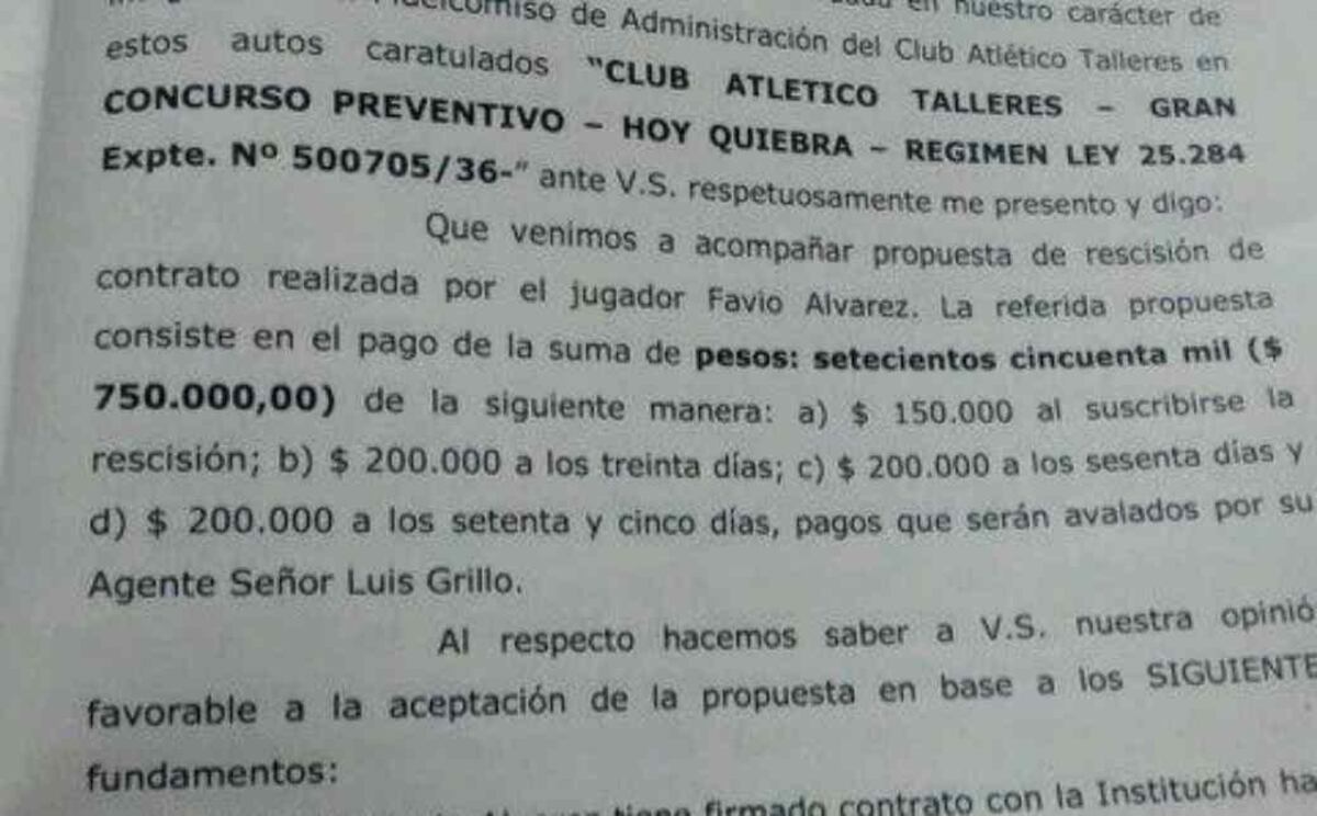 La oferta de compra de Favio Álvarez para irse de Talleres en 2014