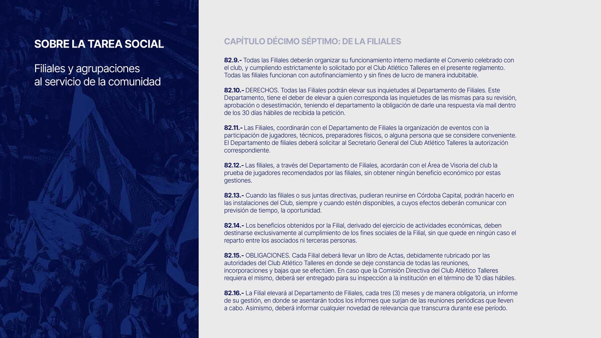 La modernización del estatuto de Talleres.