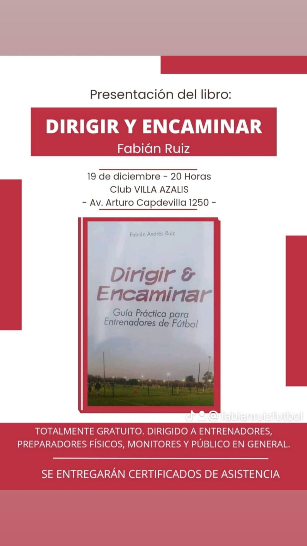 El DT Fabián Ruiz su libro. (Gentileza).